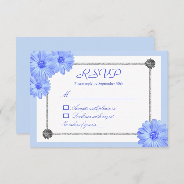 Cartons Réponse Léger bleu floral Elégant Quinceanera (Devant / Derrière)