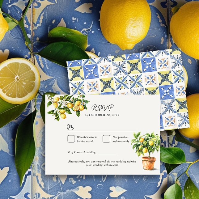 Cartons Réponse Lemon Grove Italien Inspiré Campagne Mariage (Wedding RSVP Card from the Lemon Grove Wedding Collection by Darling & May)