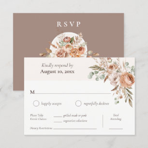 Cartons Réponse Light Earth Tone Floral Boho Dîner Choix Mariage