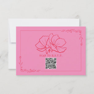 Cartons Réponse Ligne Art Floral rose + Mariage rouge