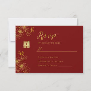 Cartons Réponse Ligne florale cerisier en fleurs mariage chinois r