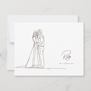 Cartons Réponse Ligne minimaliste Art romantique Couple Bouquet fl