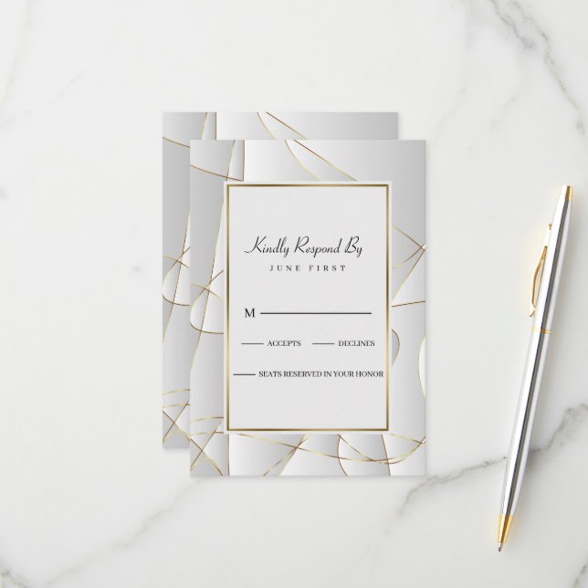 Cartons Réponse Lignes d'or Art déco (Devant/Arrière en situation)