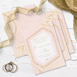 Cartons Réponse Lignes fines Gold Abstrait Mariage Blush ID867
