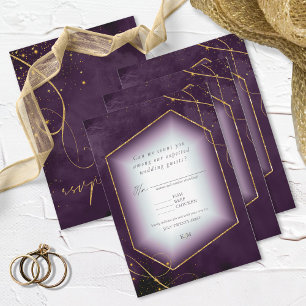 Cartons Réponse Lignes fines Gold Abstrait Mariage Plum ID867