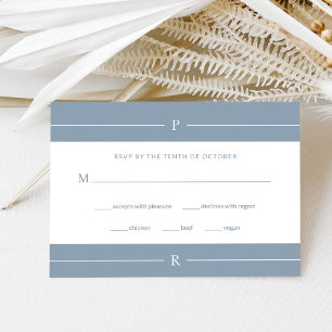Cartons Réponse Lignes modernes et monogramme   Dusty Blue Mariage