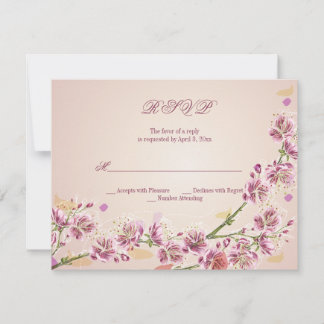 Cartons Réponse Lilac couleur violet fleurs d'aquarelle mariage ca