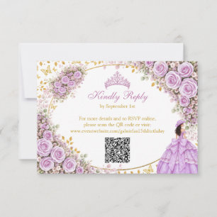 Cartons Réponse Lilas Roses Violettes Papillon Doré Quinceañera
