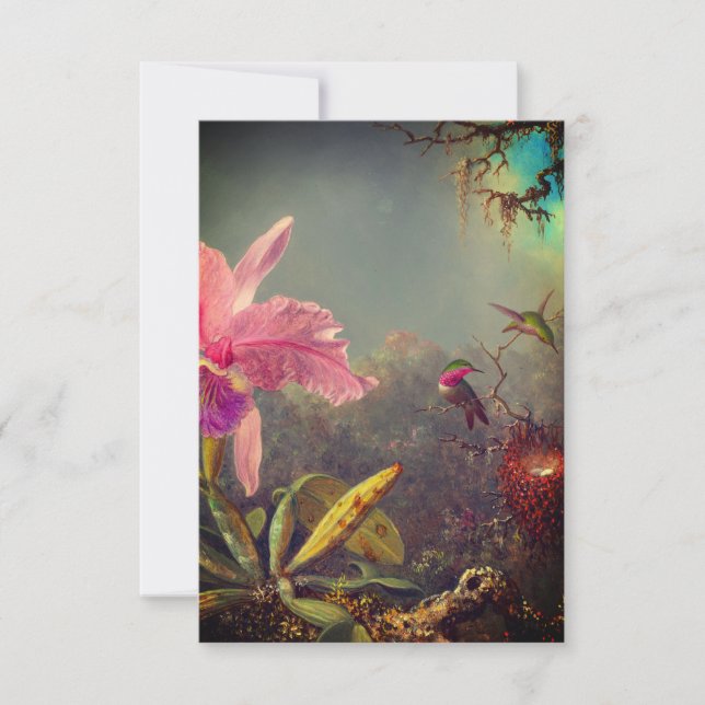 Cartons Réponse L'orchidée de Cattleya et trois colibris Heade (Devant)