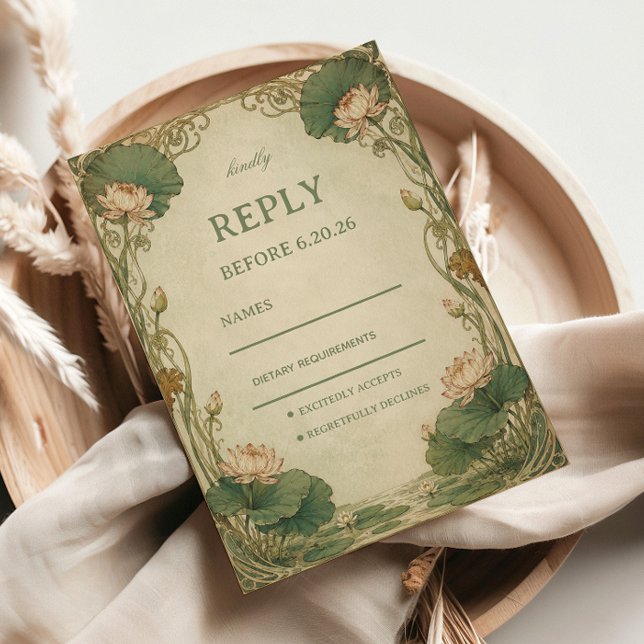 Cartons Réponse Lotus Botanique Vintage (Créateur téléchargé)
