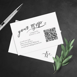 Cartons Réponse Love Calligraphy Mariage QR Code B&W ID940