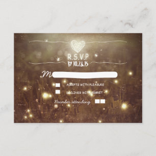 Cartons Réponse Lucioles romantiques lumières rustiques mariage RS
