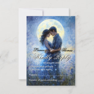 Cartons Réponse Lumière de la lune Mariage Celestin Love Thème Cie