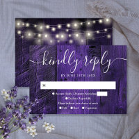 Lumières à cordes violettes Bois rustique Mariage 