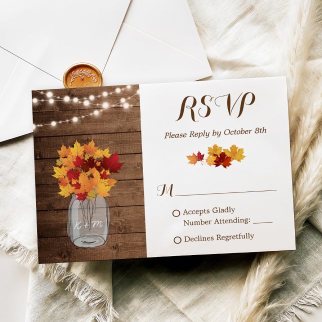 Cartons Réponse Lumières de Chaîne d'Automne Rustique Mariage Pot  (Créateur téléchargé)