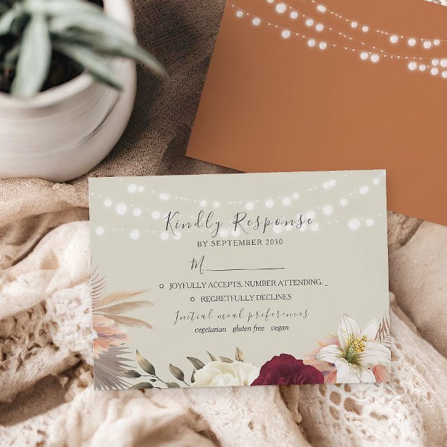 Cartons Réponse Lumières de Chaîne Rustiques Mariage (Créateur téléchargé)