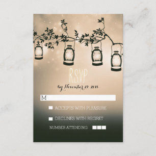 Cartons Réponse lumières de nuit rustiques - lanternes mariage car