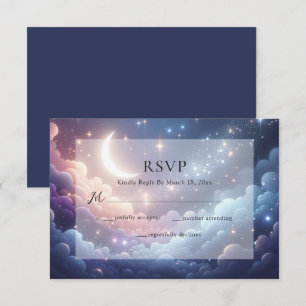 Cartons Réponse Lune céleste et étoiles Mariage bleu