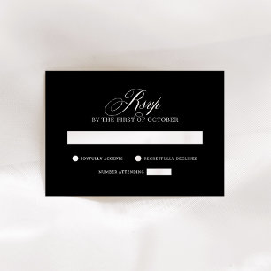 Cartons Réponse Luxe classique   Élégant Mariage noir