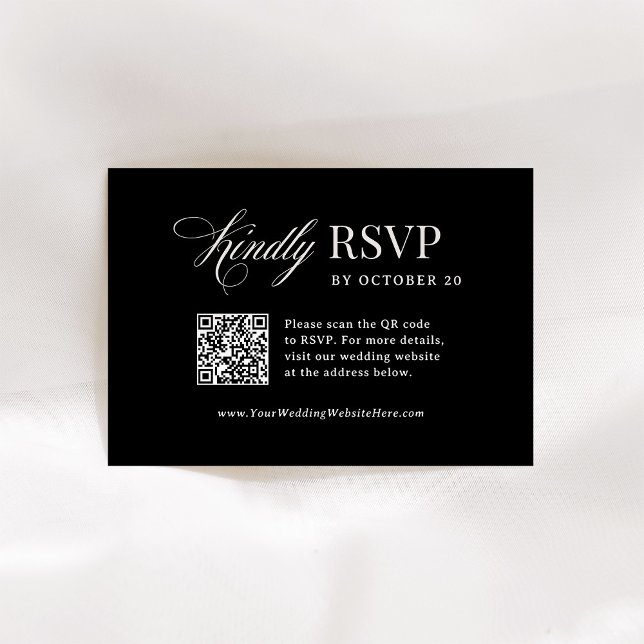 Cartons Réponse Luxe classique | Mariage de code QR à balayage noi (Créateur téléchargé)