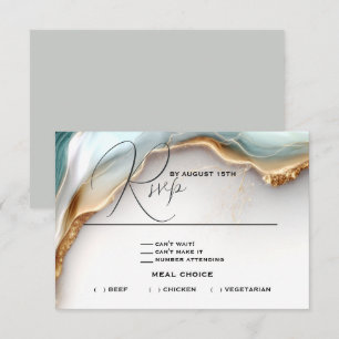 Cartons Réponse Luxe Opal Turquoise Or Liquide d'alcool Encre