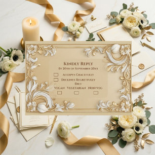 Cartons Réponse Luxe Or Baroque Grandeur Tulipes Blanches Florales