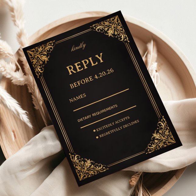 Cartons Réponse Luxe Orné Élégant en Or (Créateur téléchargé)
