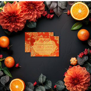 Cartons Réponse Luxueux Mandarin Orange Floral Mariage
