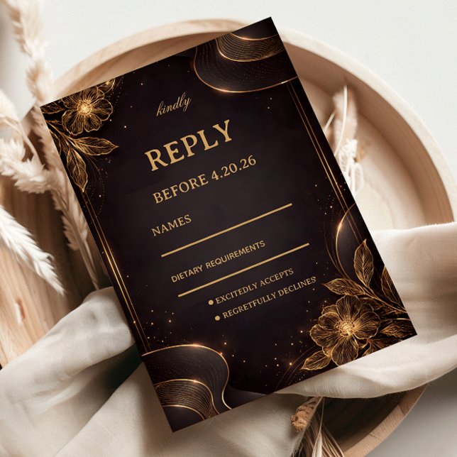 Cartons Réponse Luxury Gold Floral Wave (Créateur téléchargé)