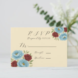 Cartons Réponse Lyons Blue Peony & Dark Red Peony Mariage