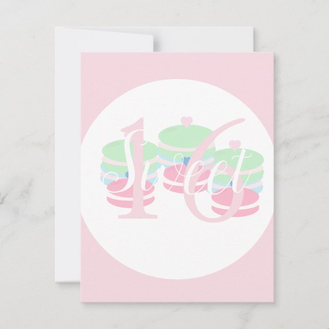 Cartons Réponse Macarons Quince Sweet 16 Pastel  (Devant)