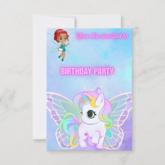 Cartons Réponse Magical Fairy and Butterfly Unicorn Flat Card