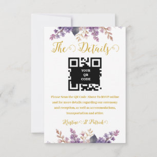 Cartons Réponse Magnifique Lilac Vineyard Détails du Mariage QR Co