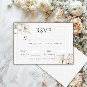 Cartons Réponse Magnifique Mariage Moderne Floral Simple Beige