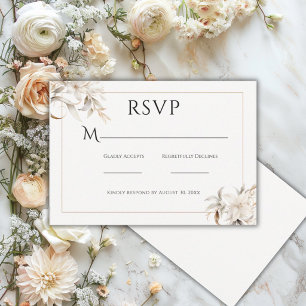 Cartons Réponse Magnifique Mariage Moderne Floral Simple Beige
