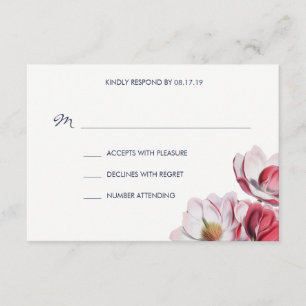 Cartons Réponse Magnolia Sud Mariage Minuit Bleu