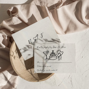 Cartons Réponse Main de griffes rétro dessinée Mariage unique écri