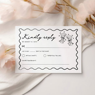 Cartons Réponse Main dessinée Whimsical Mariage manuscrit