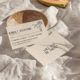 Cartons Réponse Main rétro écrite avec Mariage tendance unique