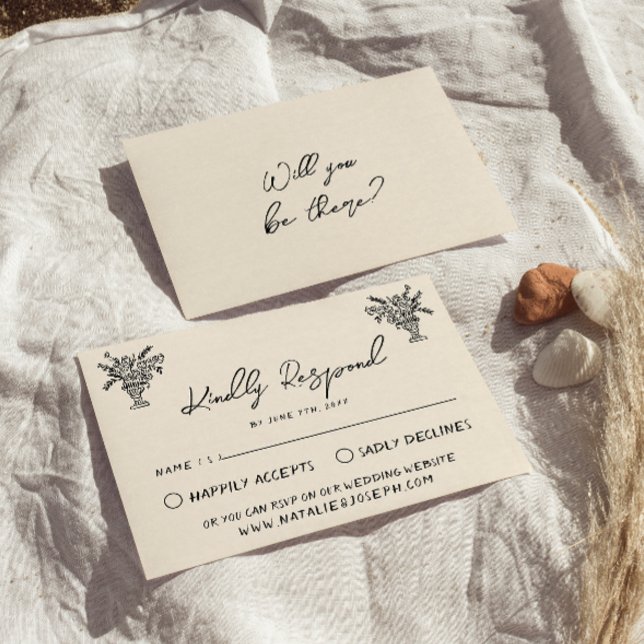 Cartons Réponse Main rétro manuscrite dessinée Bold Quirky Mariage (Créateur téléchargé)