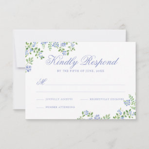 Cartons Réponse Maison Romantique Mariage Cadre Floral Bleu