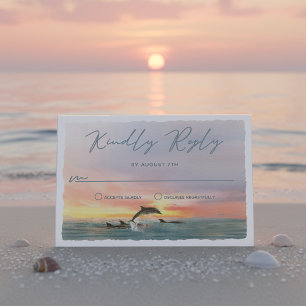 Cartons Réponse Malibu Dolphin Sunset Beach Watercolor Mariage
