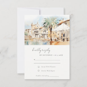 Cartons Réponse Mallorca Espagne Paysage Aquarelle Mariage