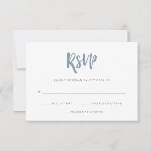 Cartons Réponse manuscrit et moderne   Mariage bleu Dusty