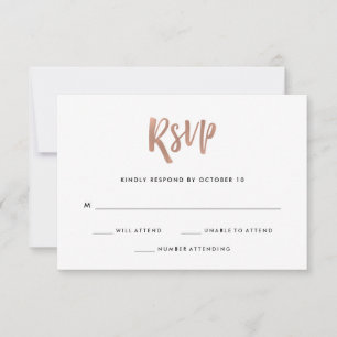 Cartons Réponse manuscrit et moderne   Mariage d'or Rose Faux