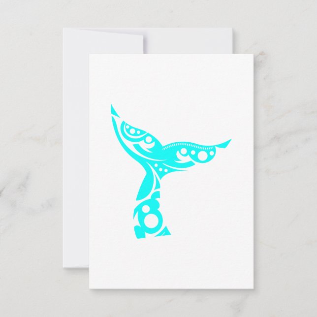 Cartons Réponse Maori Whale Tattoo Tribal Turquoise Idée cadeau (Devant)