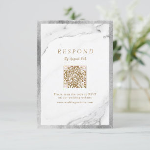 Cartons Réponse Marbre argent Faux luxe moderne mariage code QR