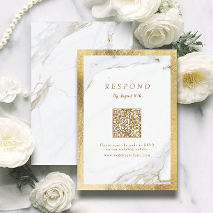 Cartons Réponse Marbre d'or Faux luxe moderne mariage QR code