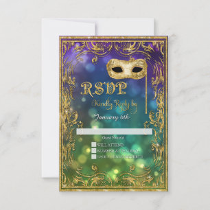 Cartons Réponse Mardi Gras Masquerade Masque Parties scintillant O