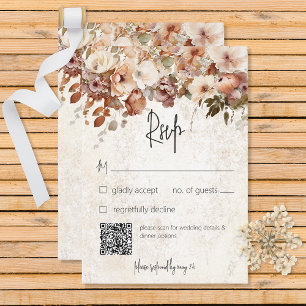 Cartons Réponse Mariage à gouttes de fleurs neutres et roses